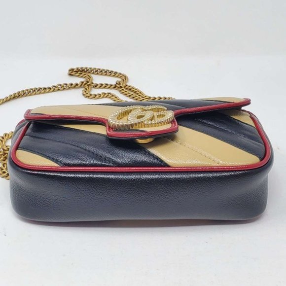 Gucci Super Mini Bicolor Marmont Crossbody Bag - Picture 5 of 12